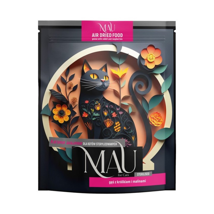 MAU Air dried Sterilised oca con coniglio e lamponi - cibo secco per gatti - 700g