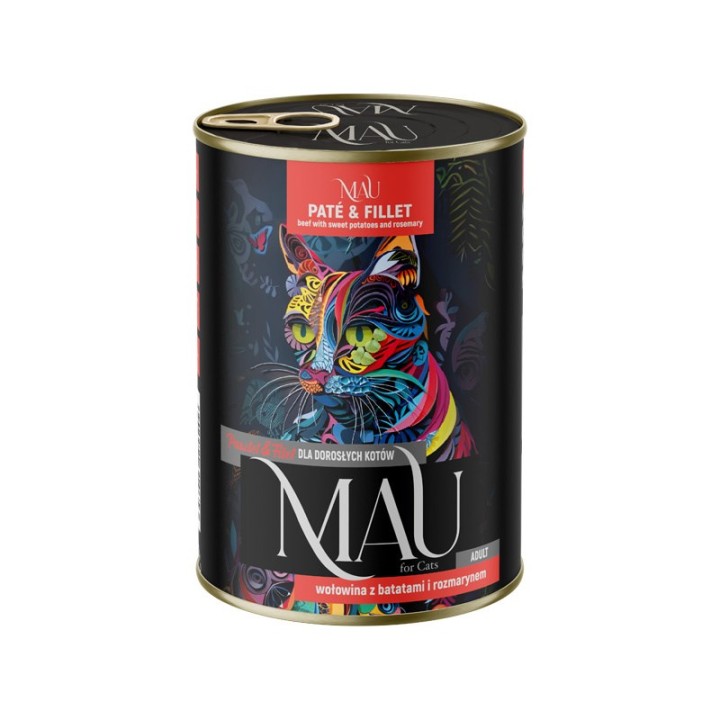 MAU Patè e filetto manzo con patate dolci e rosmarino - cibo umido per gatti - 400g
