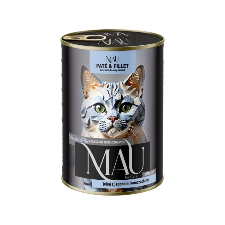 MAU Pate and Fillet Sterilised cervo con bacche di haskap - cibo umido per gatti - 400g