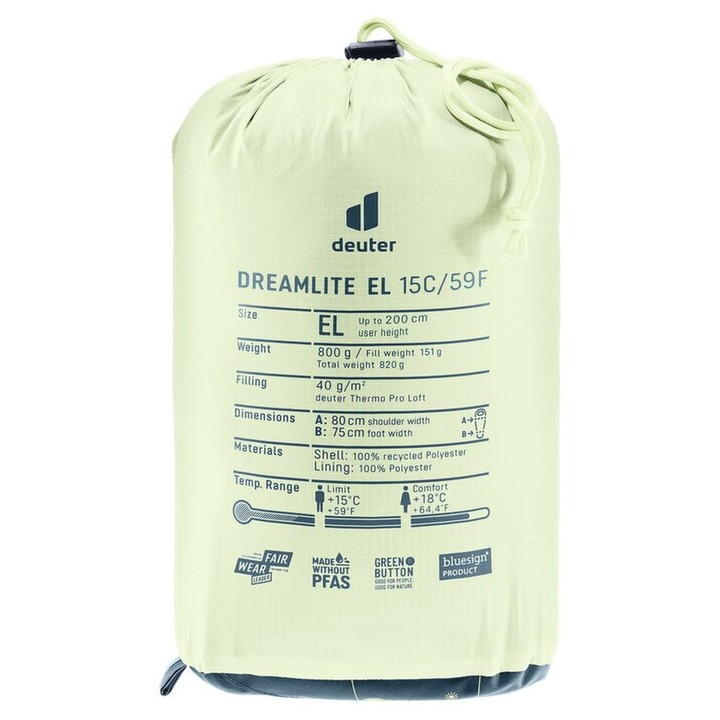 DEUTER DREAMLITE 15C/59 F Sacco a pelo blu