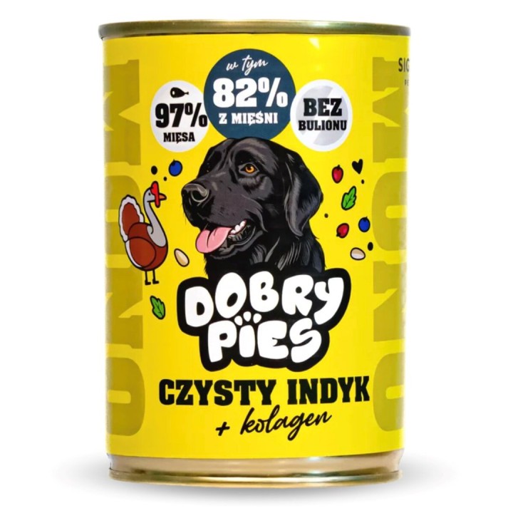 DOBRY PIES Mono Pure Tacchino + Collagene – cibo umido per cani – 400g