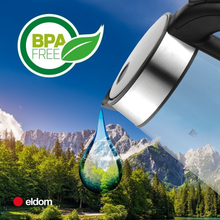 ELDOM C420 bollitore cordless in vetro KETTY 1.7 L 2200 W
