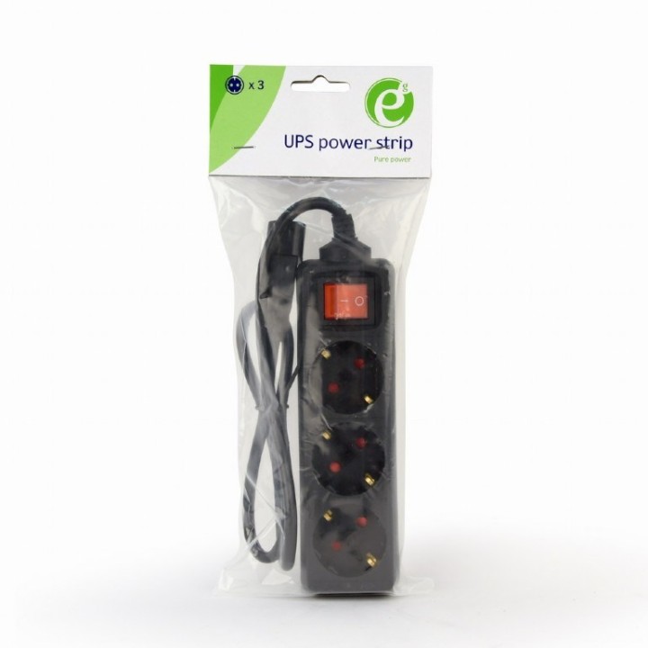 Gembird EG-PSU3-01 prolunga 0.6 m 3 AC presa/e interno nero