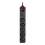 Gembird SPG5-C-10 Protezione da sovratensione nero 5 AC presa(e) 250 V 3 m