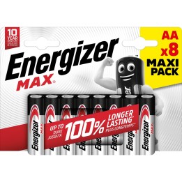 ENERGIZER BATTERIE ALCALINE MAX AA LR6 8 PEZZI CONFEZIONE ECO