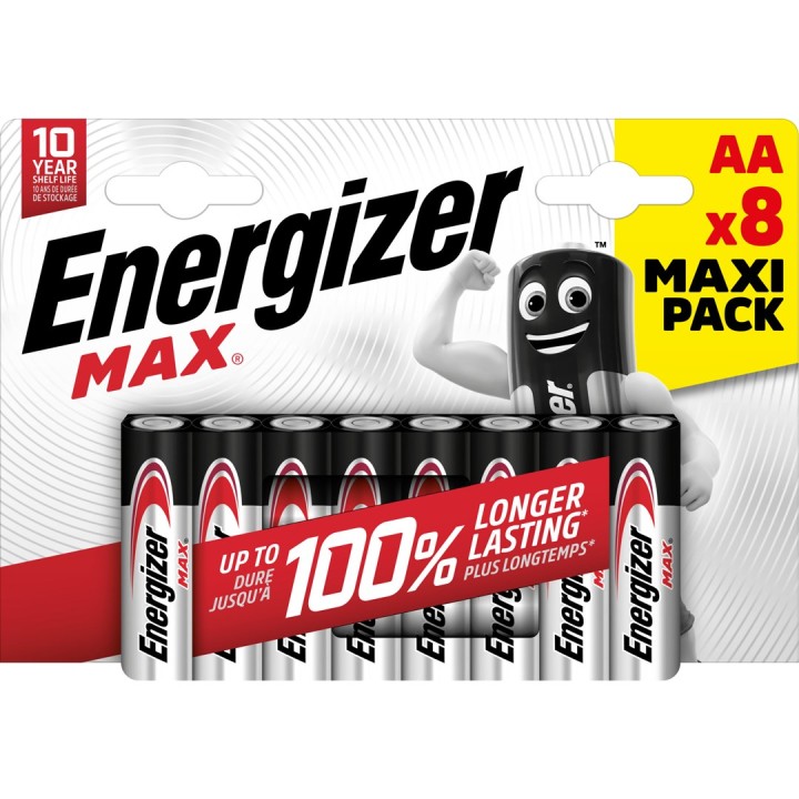 ENERGIZER BATTERIE ALCALINE MAX AA LR6 8 PEZZI CONFEZIONE ECO