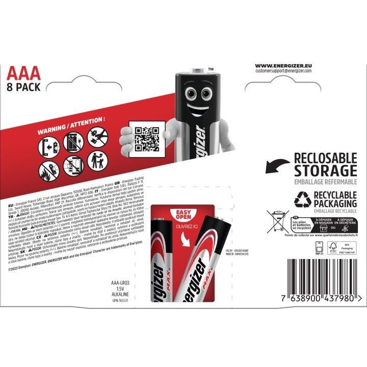 ENERGIZER BATTERIE MAX AAA LR03 /8 ECO