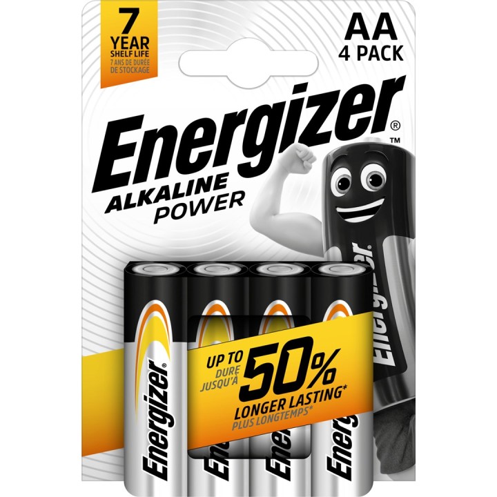 ENERGIZER BATTERIA ALCALINA POWER AA LR6 BLISTER 4 PEZZI