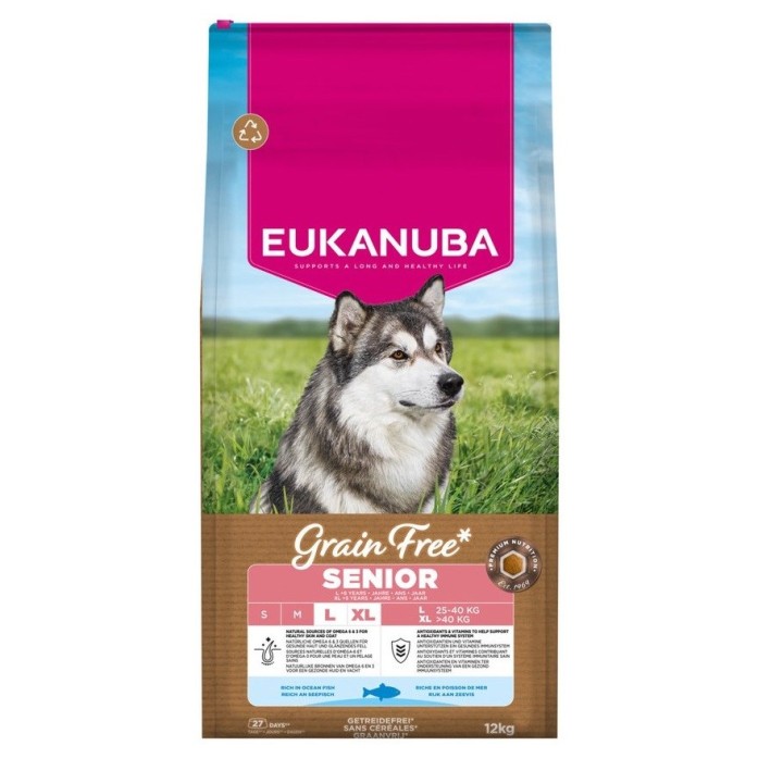 EUKANUBA Senza cereali Senior Grande Pesce oceanico - cibo secco per cani - 12kg