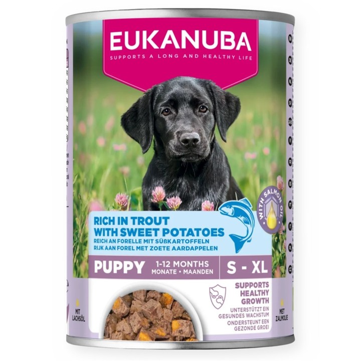 EUKANUBA Life Care Cucciolo Ricco di trota e patate dolci - cibo umido per cani - 400g