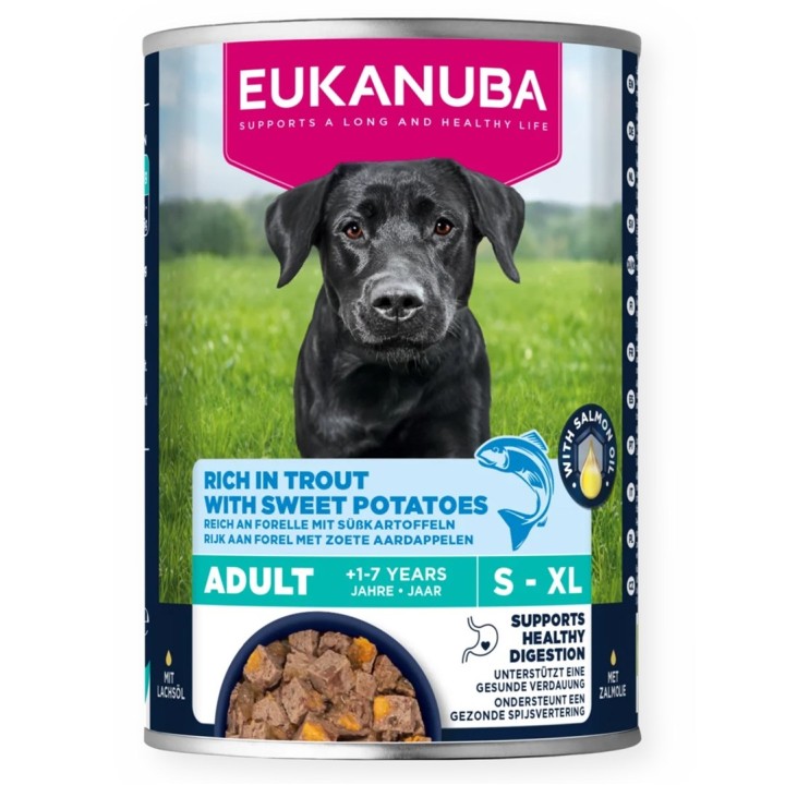 EUKANUBA Life Care Ricco di trota e patate dolci - cibo umido per cani - 400g