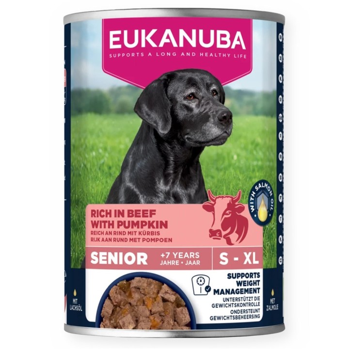 EUKANUBA Life Care Senior Ricco di manzo con zucca - cibo umido per cani - 400g
