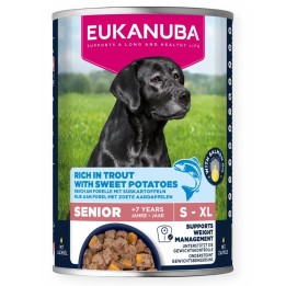 EUKANUBA Life Care Senior Ricco di trota con patate dolci - cibo umido per cani - 400g