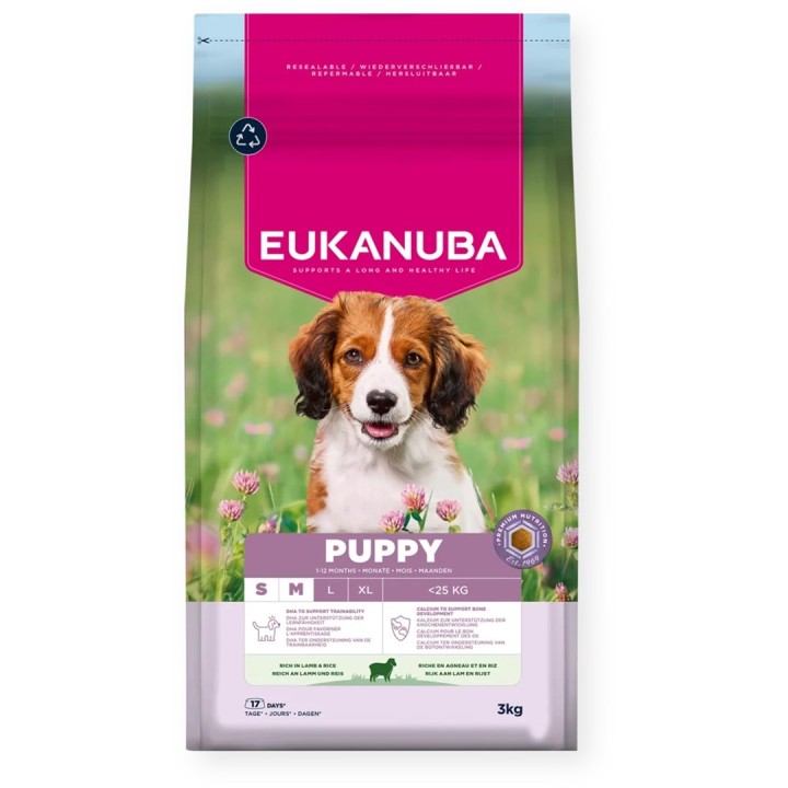 EUKANUBA Puppy Small/Medium Agnello & Riso - cibo secco per cani - 3kg