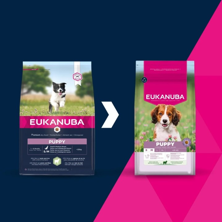EUKANUBA Puppy Small/Medium Agnello & Riso - cibo secco per cani - 3kg
