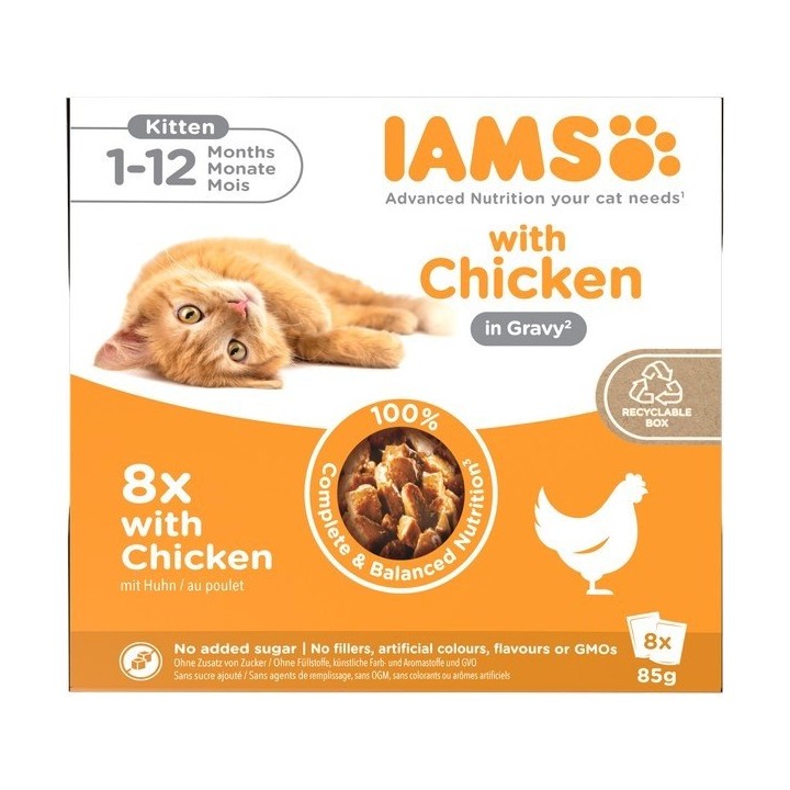 IAMS DELIGHTS Kitten in Gravy box – cibo umido per gatti – 8x85g
