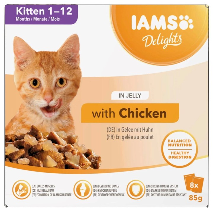 IAMS DELIGHTS Kitten in Jelly box – cibo umido per gatti – 8x85g