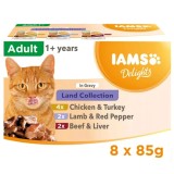 IAMS DELIGHTS Land Collection in Gravy box – cibo umido per gatti – 8x85g
