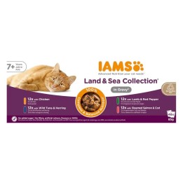 IAMS DELIGHTS Senior Land & Sea Collection in Gravy box – cibo umido per gatti – 48x85g
