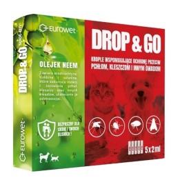 EUROWET Drop&Go Spot-on – gocce antiparassitarie per pulci e zecche per cane e gatto – 5x2 ml