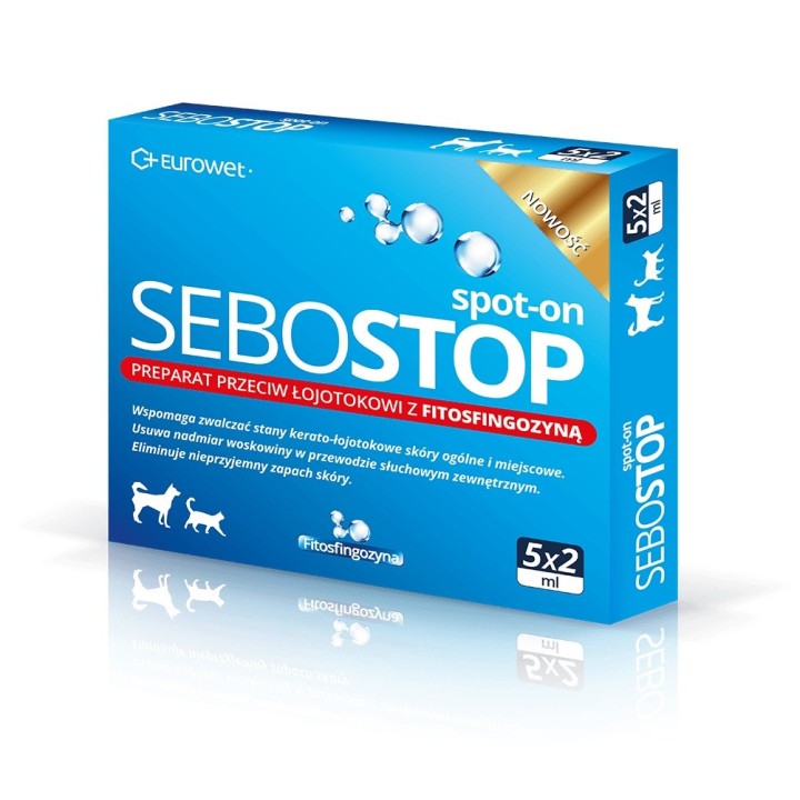 EUROWET Sebostop Spot-on - prodotto antiseborreico per cani e gatti - 5 x 2 ml