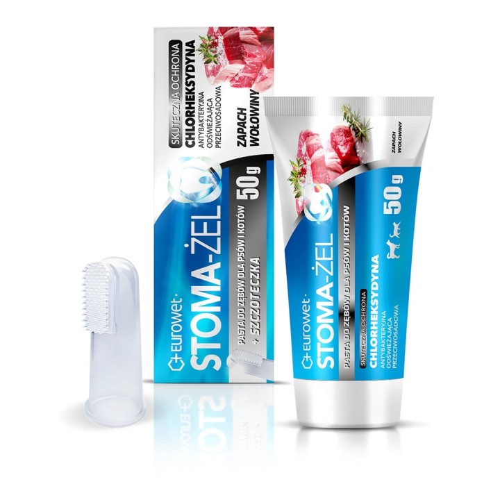 EUROWET Stoma-Żel manzo - dentifricio e spazzolino per cani e gatti - 50 mg