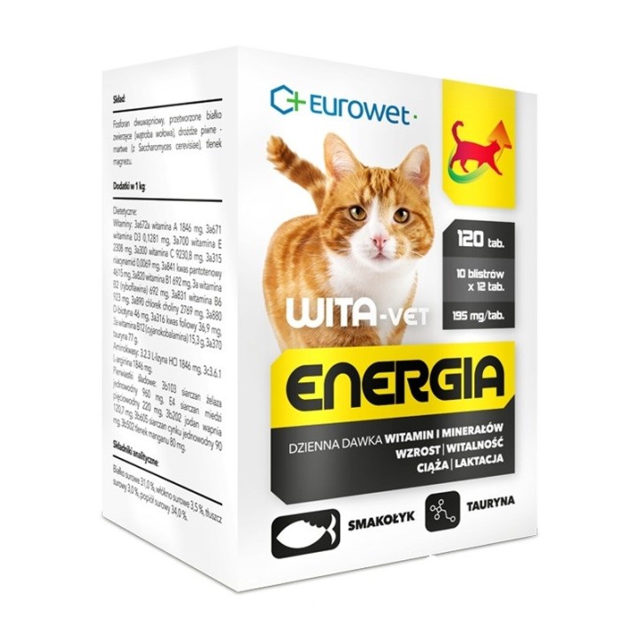 EUROWET Wita-Vet Energia - integratori per gatti - 120 compresse