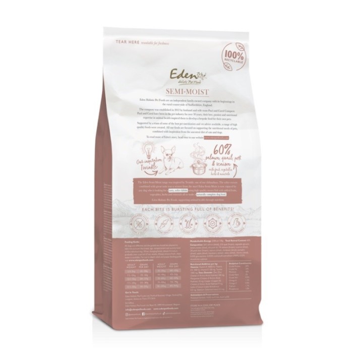 EDEN Salmone e quaglia semi-umidi - cibo semi-umido per cani - 10kg