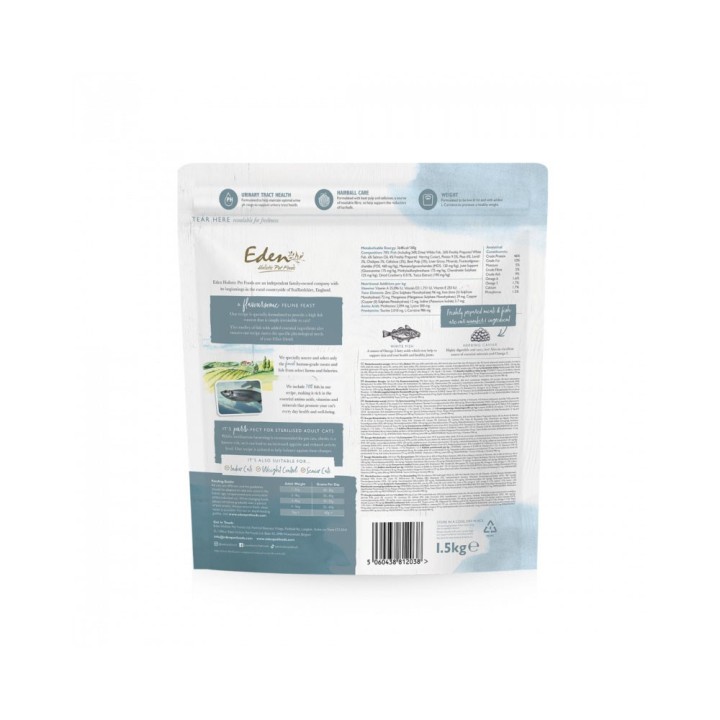 EDEN Pesce bianco con caviale di aringhe - cibo secco per gatti - 1.5 kg