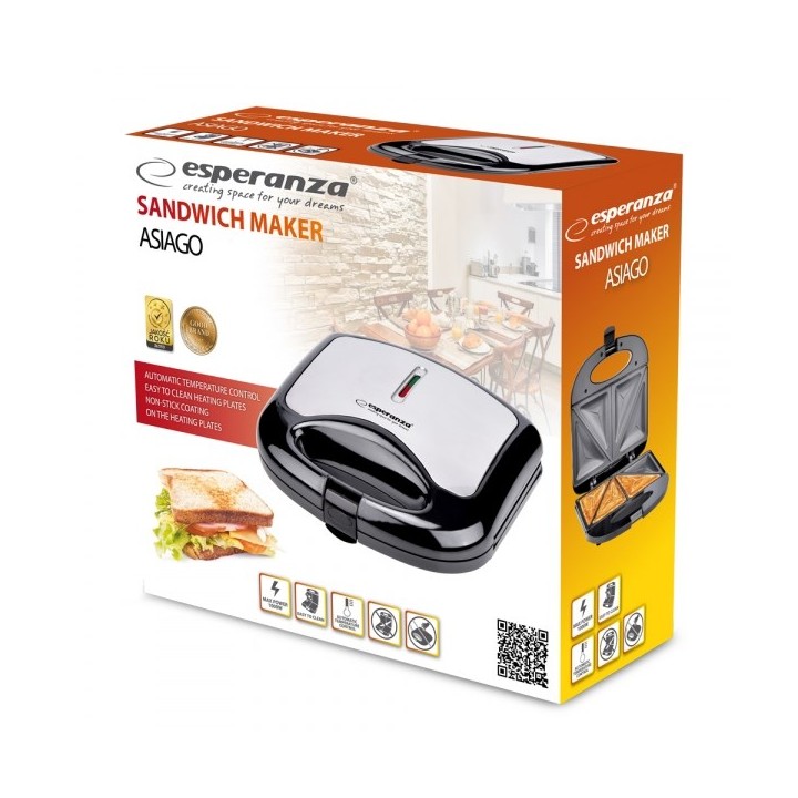 Esperanza ASIAGO piastra per sandwich 1000 W nero bianco