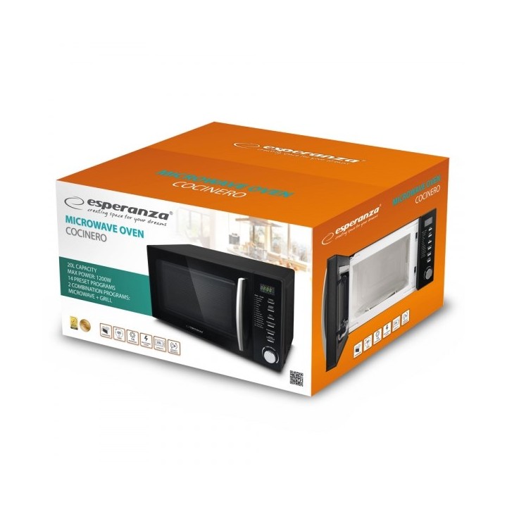 Esperanza COCINERO Microonde combinato nero da piano cottura 20 L 1200 W