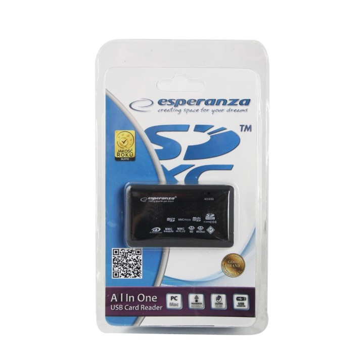 Esperanza EA119 lettore di schede nero USB 2.0