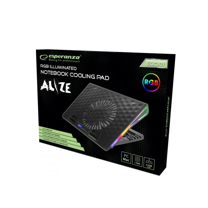 Esperanza EGC101 Pad raffreddamento laptop 800 RPM Nero