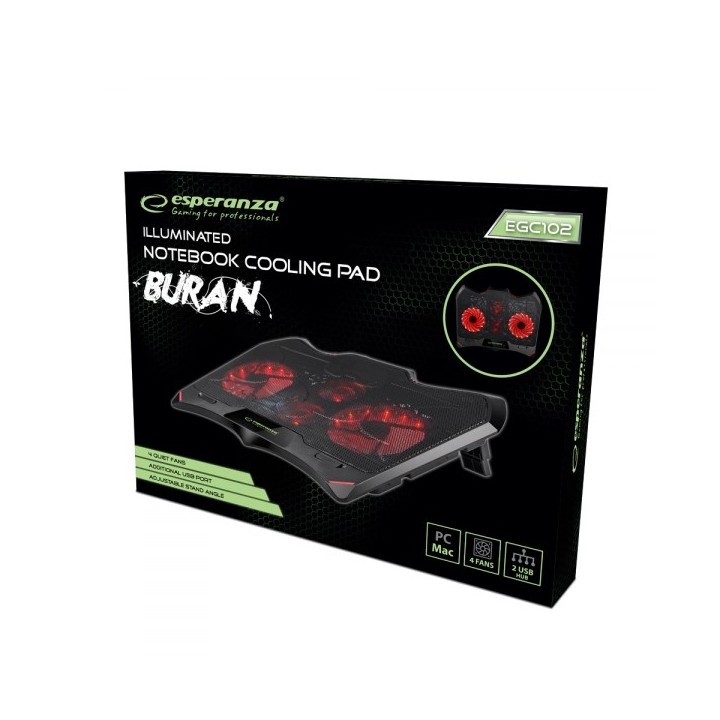 Esperanza EGC102 Pad raffreddamento laptop 2000 RPM Nero