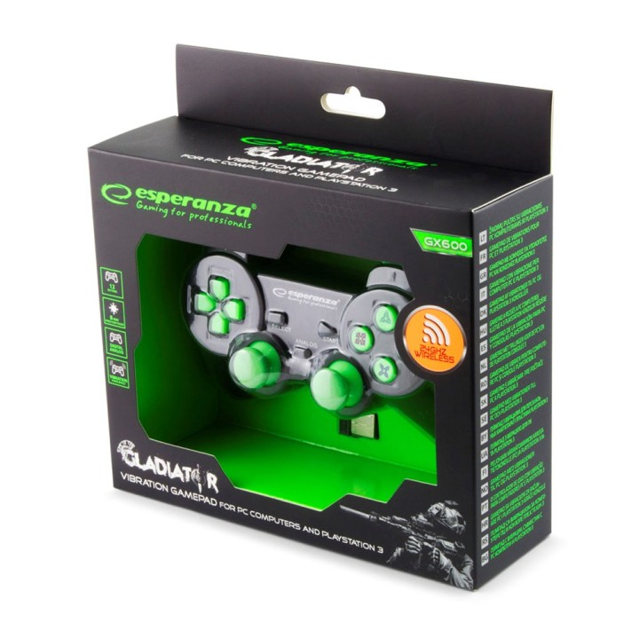 Esperanza EGG108G controller gaming gamepad PC Playstation 3 analogico / digitale USB 2.0 nero verde