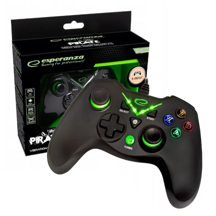Esperanza EGG114K controller gaming nero USB 2.0 gamepad analogico / digitale PC Xbox One Xbox Series S Xbox Series X