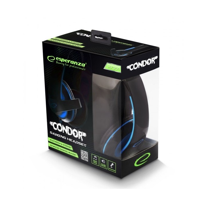 Esperanza EGH300B Cuffia con filo Fascia sulla testa Gaming nero blu