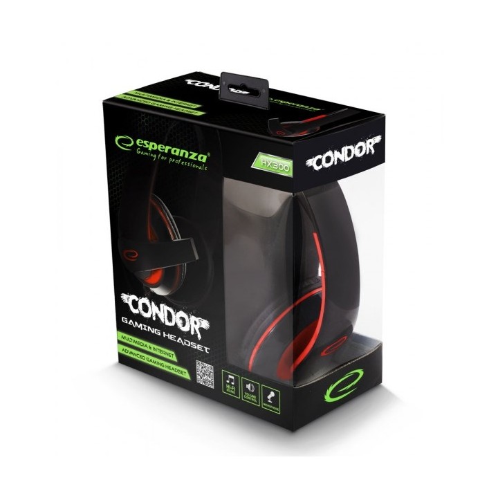 Esperanza EGH300R Cuffia con filo Fascia sulla testa Gaming nero rosso