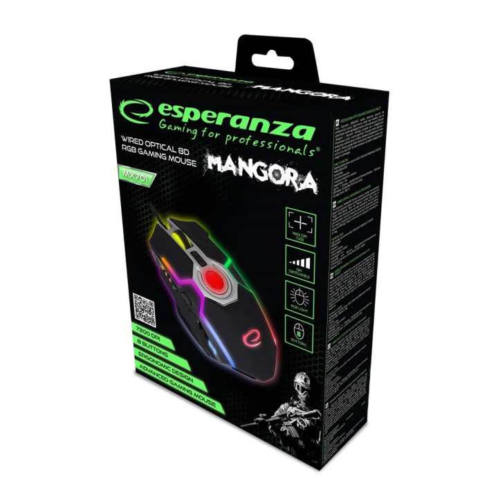 Esperanza EGM701 mouse destro USB Type-A ottico 7200 DPI