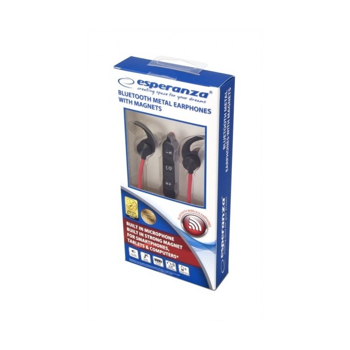 Esperanza EH186K Cuffie/Headset Wireless In-ear Sport Bluetooth Nero Rosso