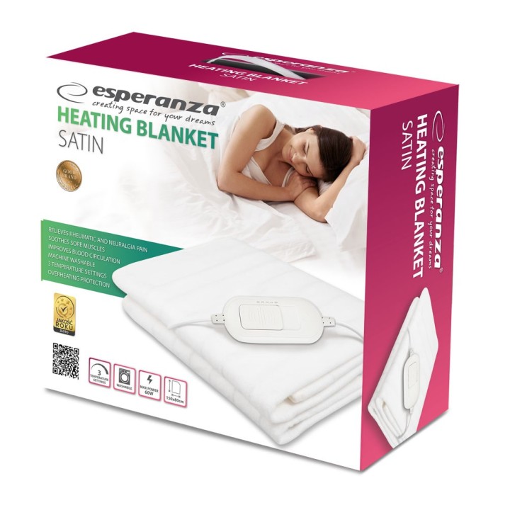Esperanza EHB002 Coperta elettrica 60 W bianca in pile poliestere