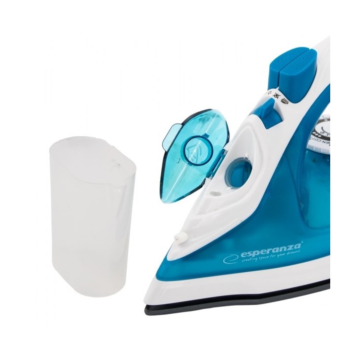 Esperanza EHI002 Ferro da stiro Ferro con vapore piastra in ceramica blu bianco 2200 W