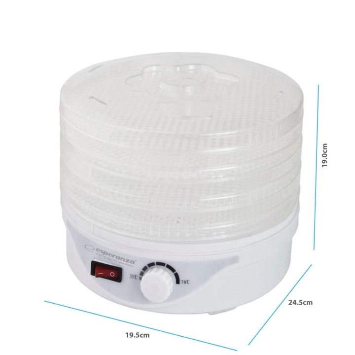 Esperanza EKD003 essiccatore per alimenti trasparente bianco 250 W