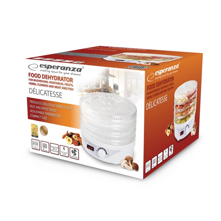 Esperanza EKD003 essiccatore per alimenti trasparente bianco 250 W