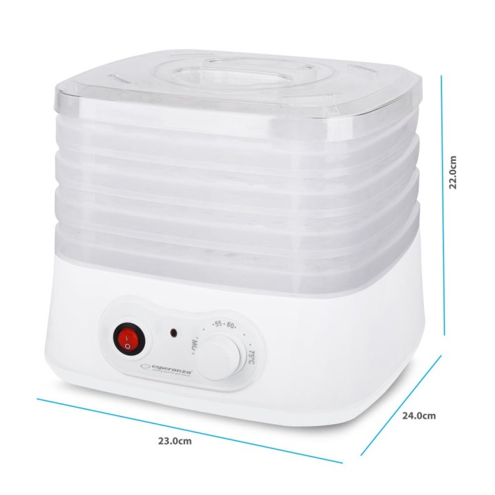 Esperanza EKD004 Essiccatore per alimenti Trasparente Bianco 250 W