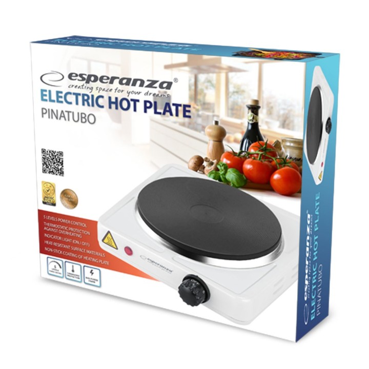 Esperanza EKH002W Piano cottura nero bianco da banco a piastre sigillate 1 zona