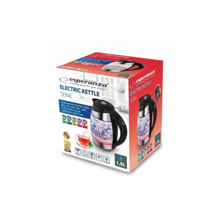 Esperanza EKK026 bollitore elettrico 1.7 L 2200 W nero trasparente