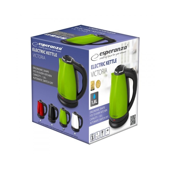 Esperanza EKK113G Bollitore elettrico 1.8 L 1800 W nero verde