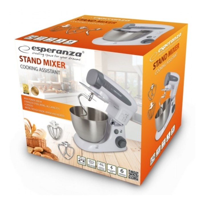 Esperanza EKM024 mixer impastatrice 800 W grigio