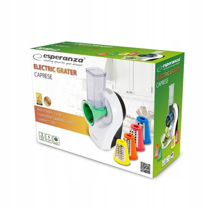 Esperanza EKM026 grattugia/spiralizzatore elettrico plastica multicolore